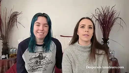 Çaresiz amatörler Olivia ve Alisha sıkı amcıklarını Jesses'in büyük sert yarağıyla siktiriyor