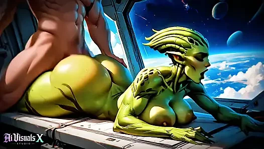 (4k) yapay zeka 3 boyutlu animasyonlu - azgın uzaylı sürtük x insan erkek fantezisi (ai visuals x)