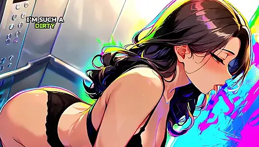Evli orta yaşlı seksi kadın asansörde eski erkek arkadaşıyla tanışıyor ve dölle doluyor - ai animasyon