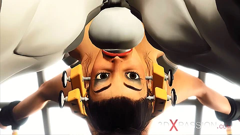 Bilim kurgu seks cyborg kısıtlı alanda sert sıcak esmer sikikleri