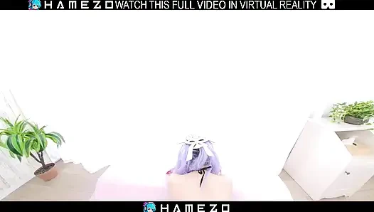 Seksi Japon kız Cocona Himekawa sanal gerçeklikte erkek arkadaşını memnun ediyor.
