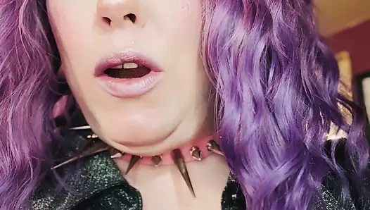 Purple Haired Smoking Goth Tina Snua Smokes Close Up - Coughing Smoke Drifts OMI OME Snap Inhales