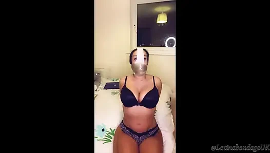 Latina Gagged with Panties and Taped with a Wrap Gag!