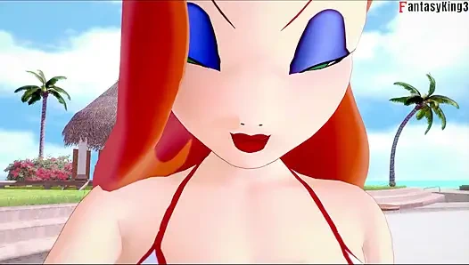 Jessica Rabbit halka açık havuzda sakso çekiyor