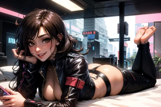Cyberpunk Motorcycle Chick Rendez-Vous at the High Rise Hotel AI