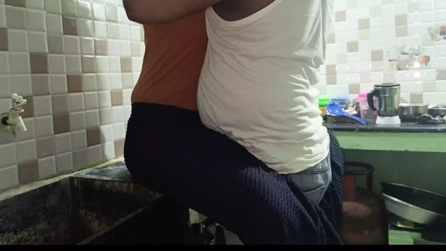 Romance in kitchen while cooking house wife trying top and back position