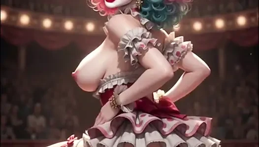 Anime circus strip ring leader clown and acrobat sexy circus show
