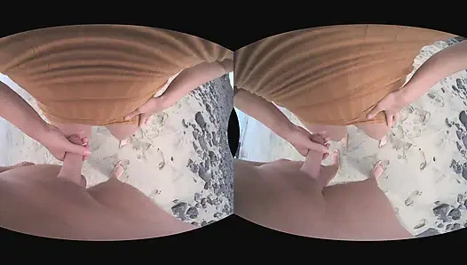 VR Outdoor POV Blowjob on the Public Beach