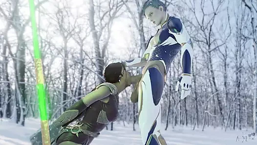 Büyük eğdi futa için mükemmel karlı oral seks