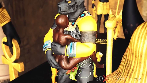 Anubis sikikleri sert bir seksi köle abanoz içinde bir egyptian temple