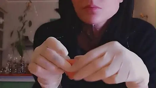 i'm hungry now eating salmon WHITE LATEX GLOVES GODDESSLOLLI