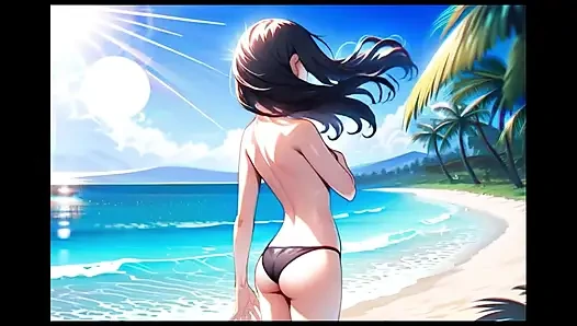 Japon yapay zekalı anime kız siyah bikinili plaj pmv - tam sürüm