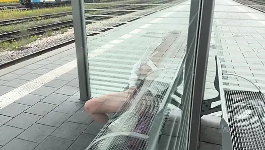 Horny slut makes it on the train track