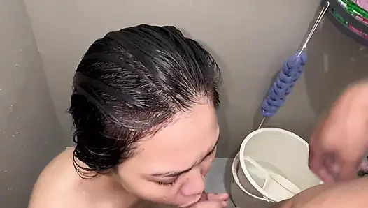 Filipina loves cum swallow while having public comport room!