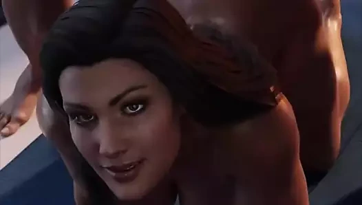 Büyük bir horoz ile dolmadan önce kıçını tokatlamayı seviyor