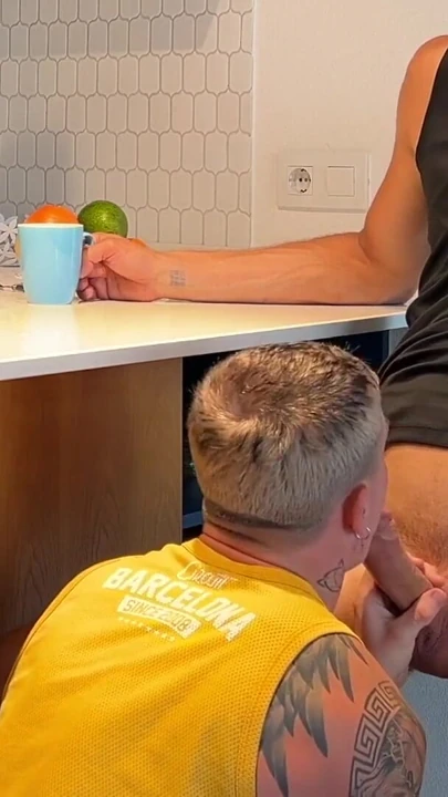 Husband sucked off his friend while his wife washed the dishes | Clip 2