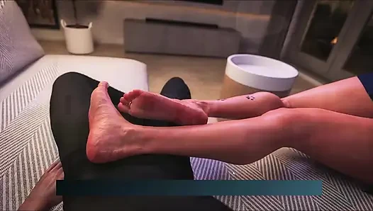 Neighbour Milf Sarah Jerking 18 Plus Boy Cock And giving Him Footjob
