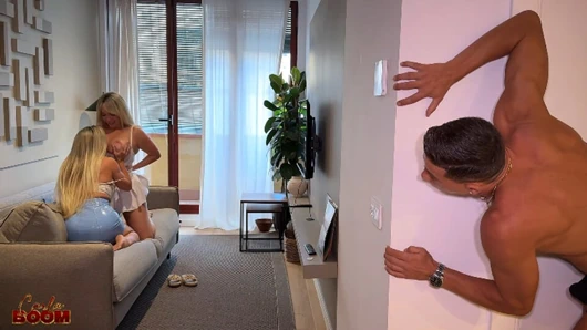 Spanish blonde and Colombian blonde ride a big cock in a rough threesome - Carla Boom, Tatiana Alvarez & Sergio Lagos