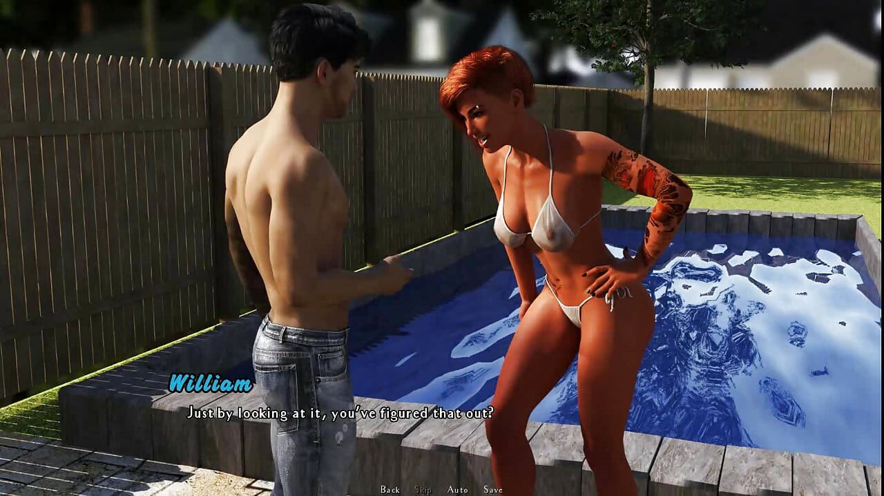 İç içe: adam havuz kenarında seksi orta yaşlı seksi kadınla eğleniyor-ep10