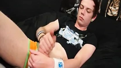 Gay teen boy plays with his cock