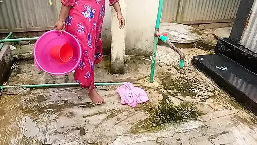 Amateur Desi Hot Step Mom Big Ass Big Nipple Outdoor Shower Exclusive Scene Captured By Her Step Son