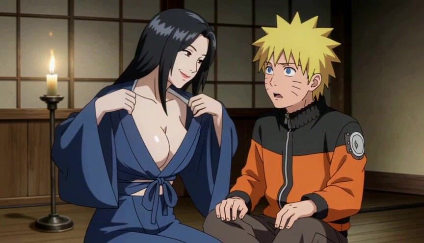 Şok oldu, göğüsleri hentai anime