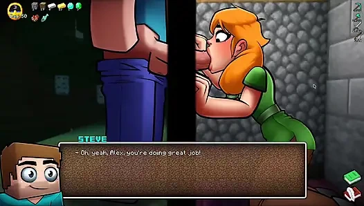 Alex Sucks Steve Through a Gloryhole! Sloppy Blowjob HornyCraft Minecraft Parody