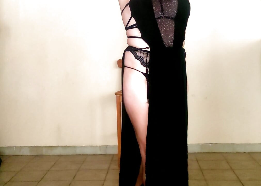Striptease Mask Cat Dress Slit And I Touch Myself At The End