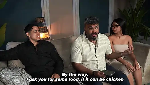 Brunette stepsister loves her muscular stepbrother's cock, so she knows how to get him hard