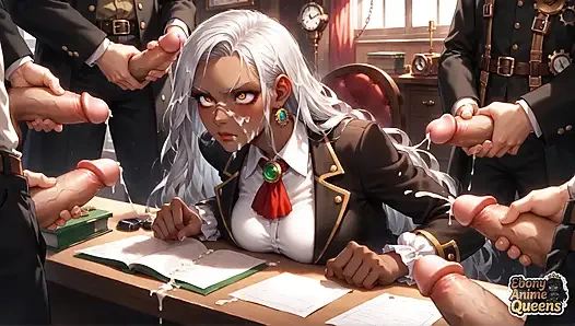 Ateşli zenci uyumu ve karanlık tatlı ofis hakimiyeti!