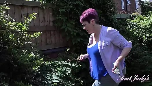 Auntjudys - Gardening with Busty Mature Housewife Layla Bird & Her Big Natural Tits