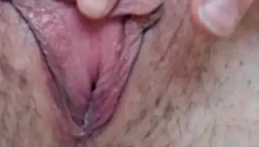 Look at mommy's hairy pussy open, honey.