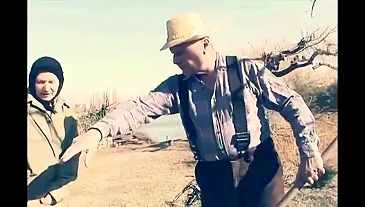 Old Man Couple with Farm Fuck and Cumshot on Hairy Pussy