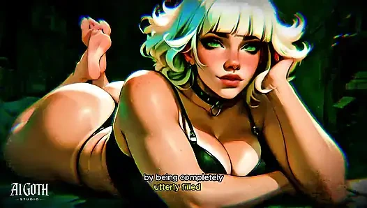 Beyaz saçlı gotik kaltak: "beni mahvedin" - aşırı itiraf (4k ai)