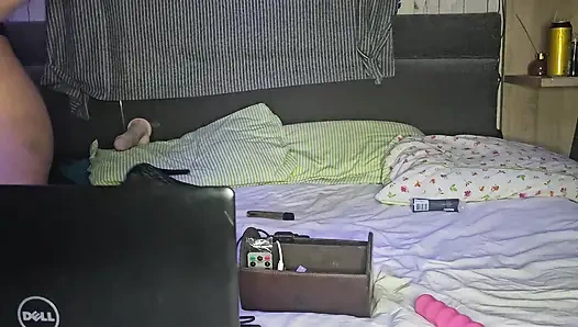 Cheating wife masturbating in front of the other guy, hubby is watching