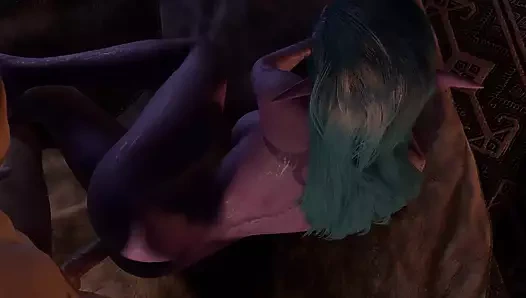 Skyrim'deki mor gece elfi yatakta yan anal seks yapıyor - skyrim porno parodi kısa klip