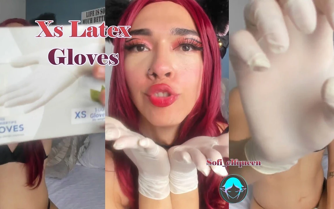 Kızıl saçlı kız lateks eldivenler xs