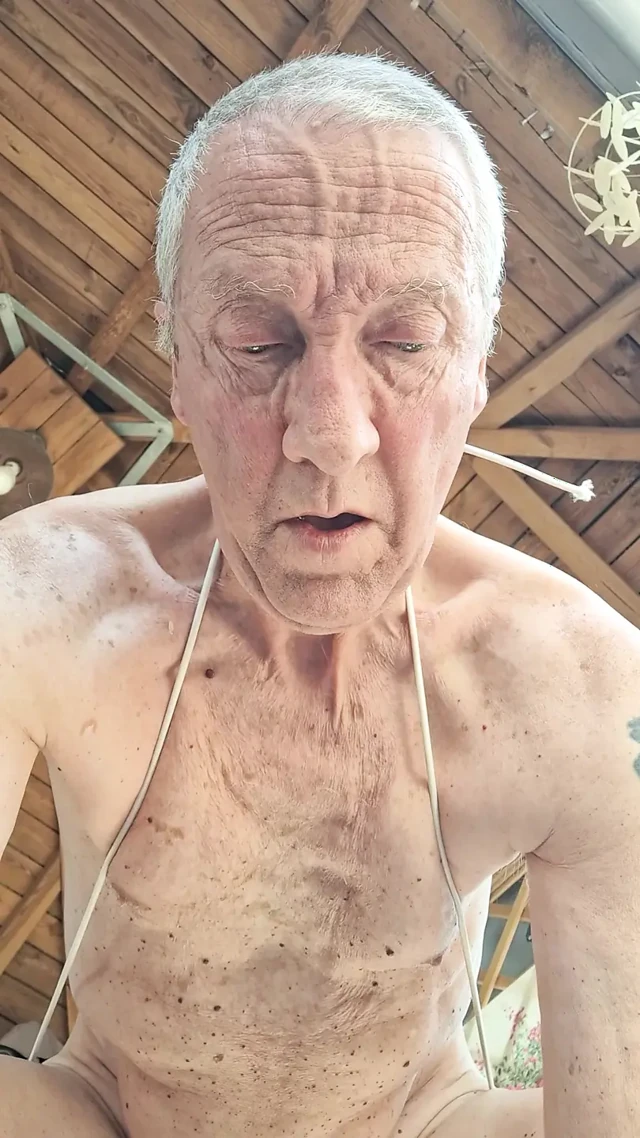 SEXY EXHIBITIONIST BIG DICK GRANDPA OUTDOOR BONDAGE JERKING WITH ASSTOY