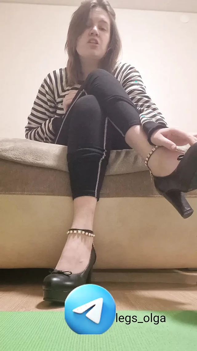The girl makes you lick your feet and shoes. Sweet femdom