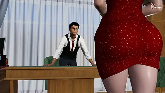 Savita sorprende a su jefe en su cumpleaños y le regala su coño mojado como regalo