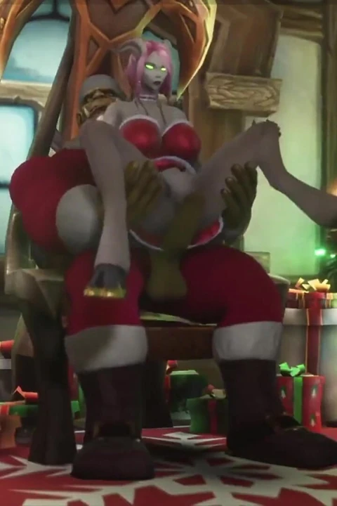 Seksi iblis kız ork noel babasının yarağına biniyor : warcraft parodisi