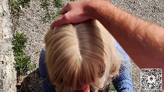 Girl can't resist getting fucked at on old castle - Public Blowjob, Doggy Fuck and nearly caught