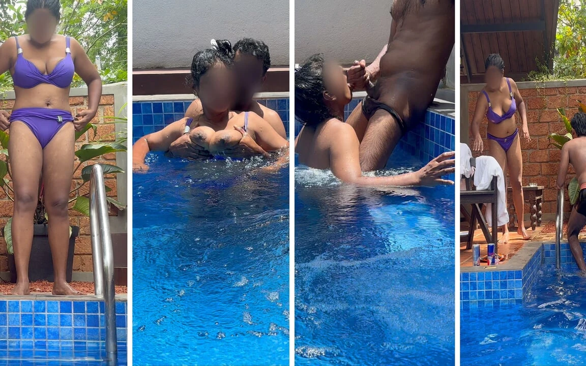 Desi para ryzykowny Andawater Pool Sex - Underwater Milk Press Boobs, Doggy Fuck & Cum in Mouth