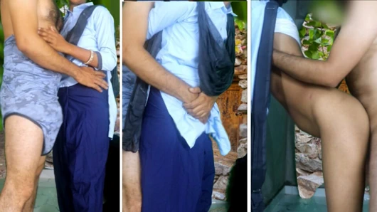 Hintli bakire liseli kız erkek arkadaşıyla ilk kez (açık havada) seks yapıyor