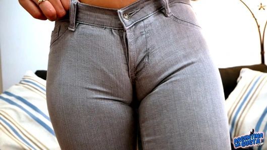 Perfect CAMELTOE and ROUND ASS Slut In Super Tight Jeans