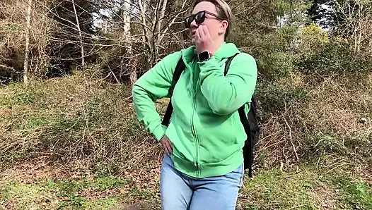 Desperate Outdoor Wetting Jeans on the Public Trail