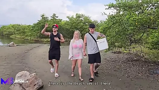 Threesome on the Beach with Stepbrothers - Danner Mendez - Tatiana Alvarez - Max Betancur