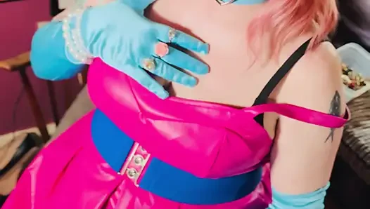 It's A Sin! Tina Snua In Leather & Satin Gloves Smokes A Cork Cigarette - OMI OME Snap Inhales Drifting Smoke Smoker