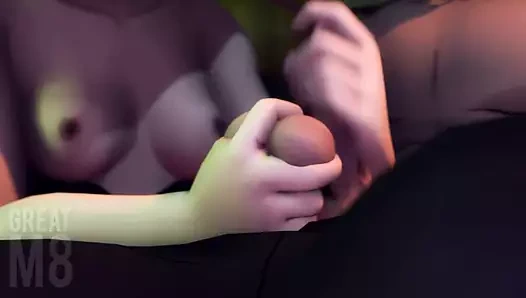 Jirou Kirishima'ya bir top sıkma handjob verir