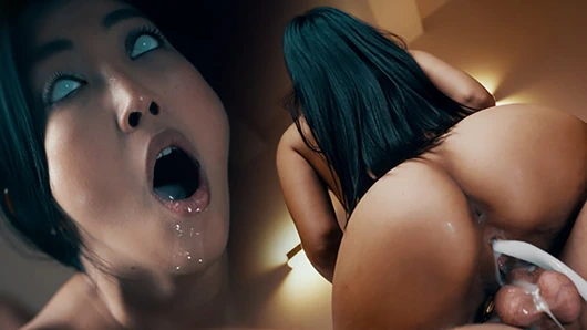 Sigara içen Asyalı kız büyülenmiş seks kölesine dönüşüyor - amcık ve anal ve birden fazla dölleme